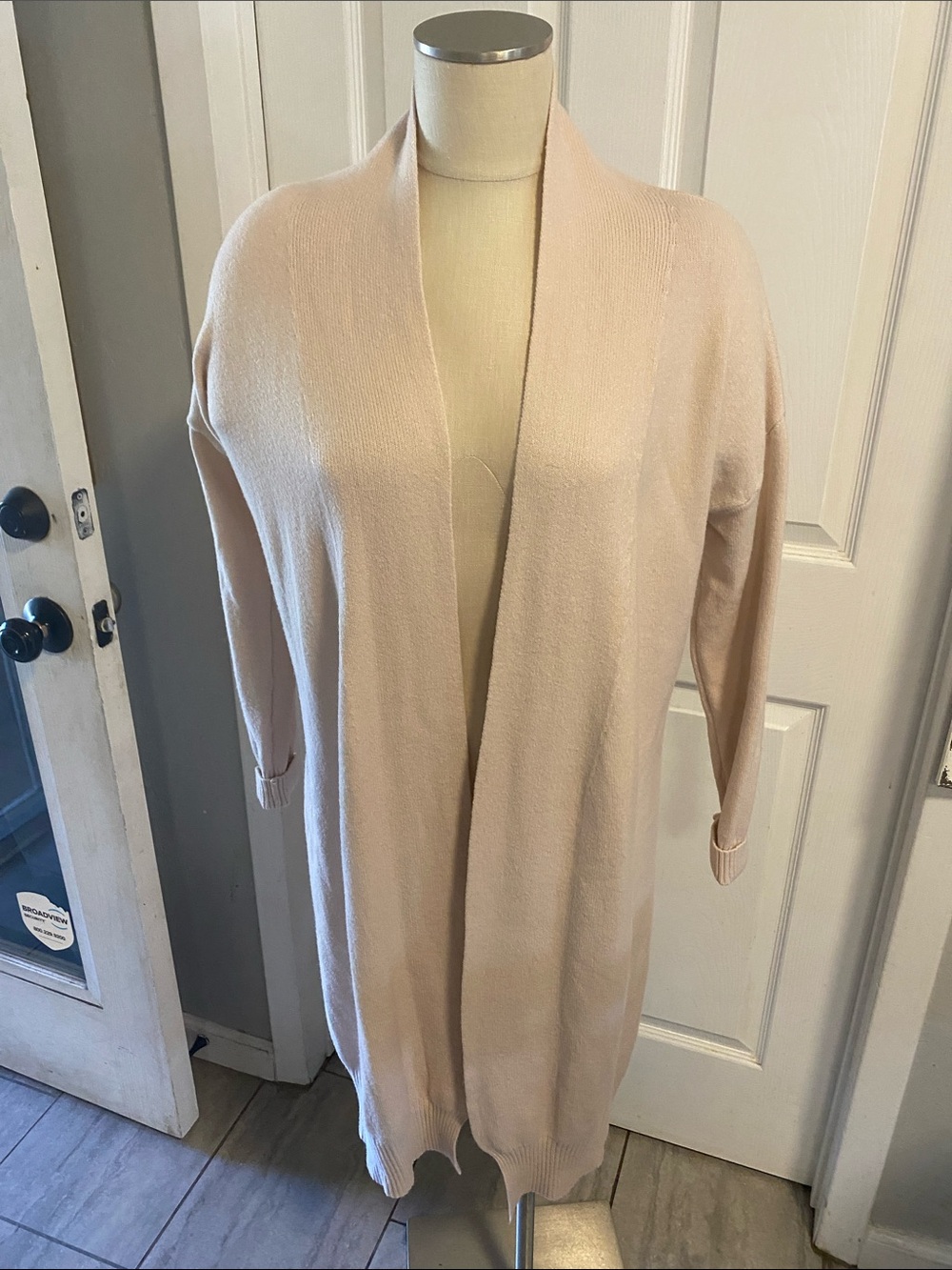 Twelfth Love Open-Front Longline Women's Sweater Cardigan - Blush size S